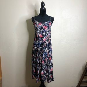 VTG floral button down midi dress